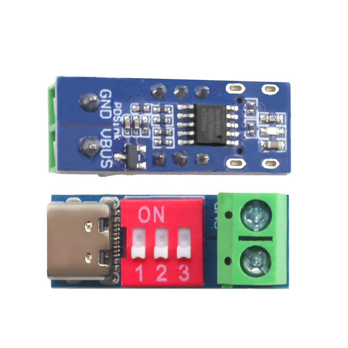 Type-C PD QC Trigger Module 5V 9V 12V 15V 20V DIP Switch Adjustable 100W Decoy with Screw Terminal for Power Bank Router DIY