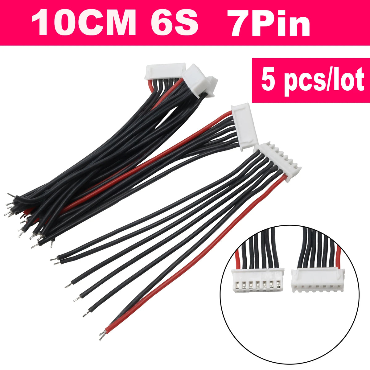 5Pcs JST-XH Balance Charger Cable 1S 2S 3S 4S 5S 6S 7S 8S 22AWG Silicone Wire 10cm Female Plug Extension Cord RC Lipo IMAX B6