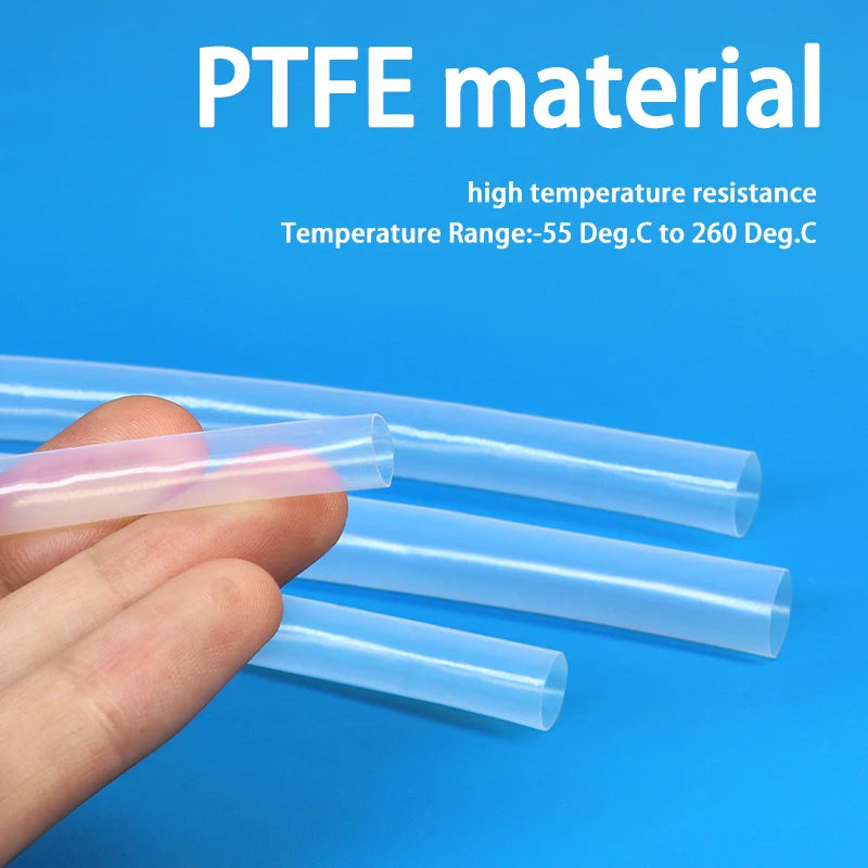 1/5m 1.7:1 Transparent Heat Shrinkable Sheath PTFE 0.5mm ~ 12mm 260℃ 600V High Temperature Pipe Shrink Tubing For Wires