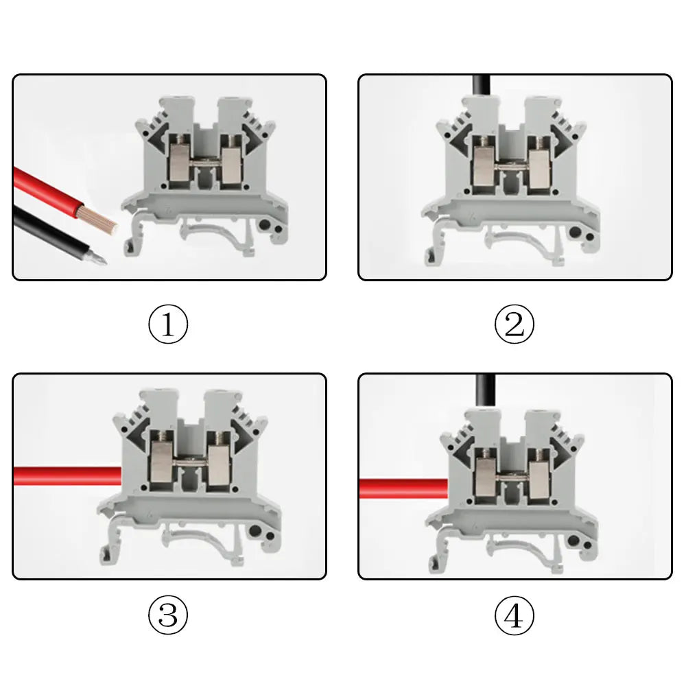 4PCS Din Rail Terminal Blocks Wire Electrical Conector Terminal Connector Screw Cable Strip Power Distribution Block UK-2.5B/10N