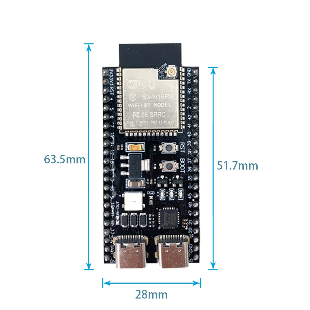 ESP32 S3 Development Board 44Pin Expansion Adapter Kit ESP32S3 2.4G Wifi BT Module MCU ESP32-S3-WROOM1 N16R8 Type-C ESP32-S3
