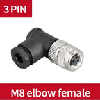 5 PCS M8 3/4/5/6/8 Pin Waterproof  ELBOW Sensor Connector Male&Female Aviation Plug&Socket D Type Screw Lock