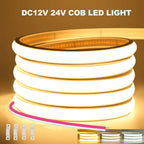 12V 24V COB LED Neon Strip Light Waterproof Ribbon Tape 2Pin Wire Warm Natural White 320LEDs/M Flexible Home Decor 0.5m 1m 2m 5m