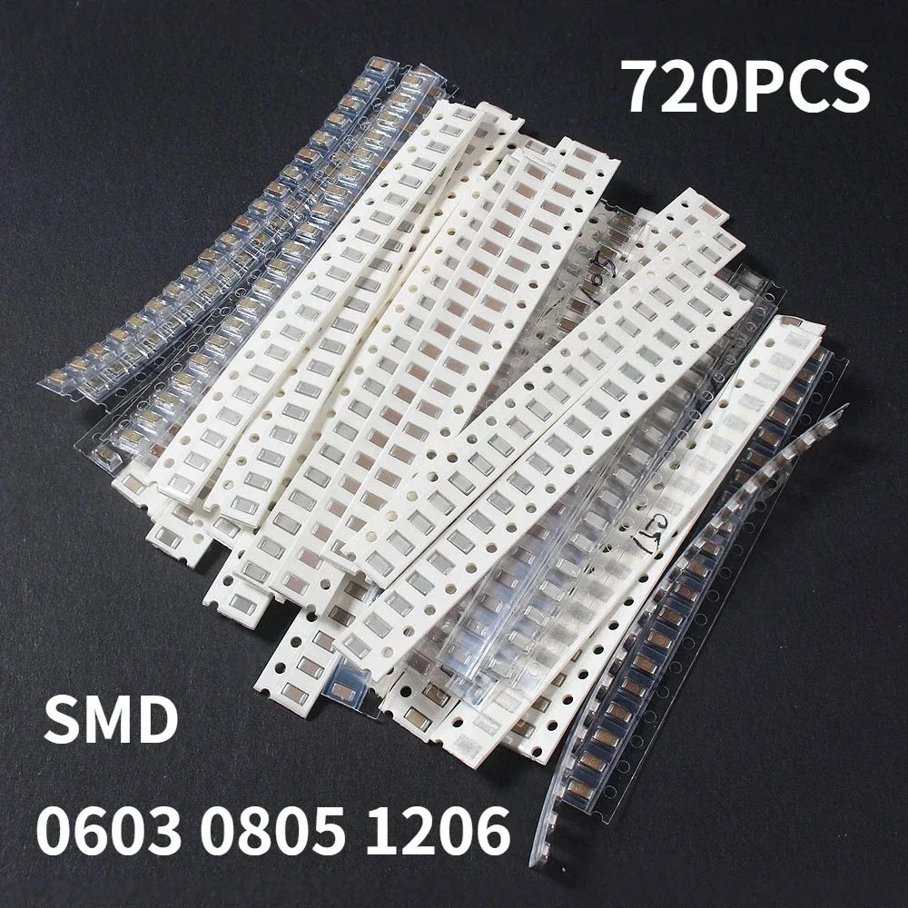 720pcs 0603 0805 1206 SMD Ceramic Capacitors Assortment Kit 36Values 1pF-10uF Electronic Capacitor Set 36 Values X 20pcs