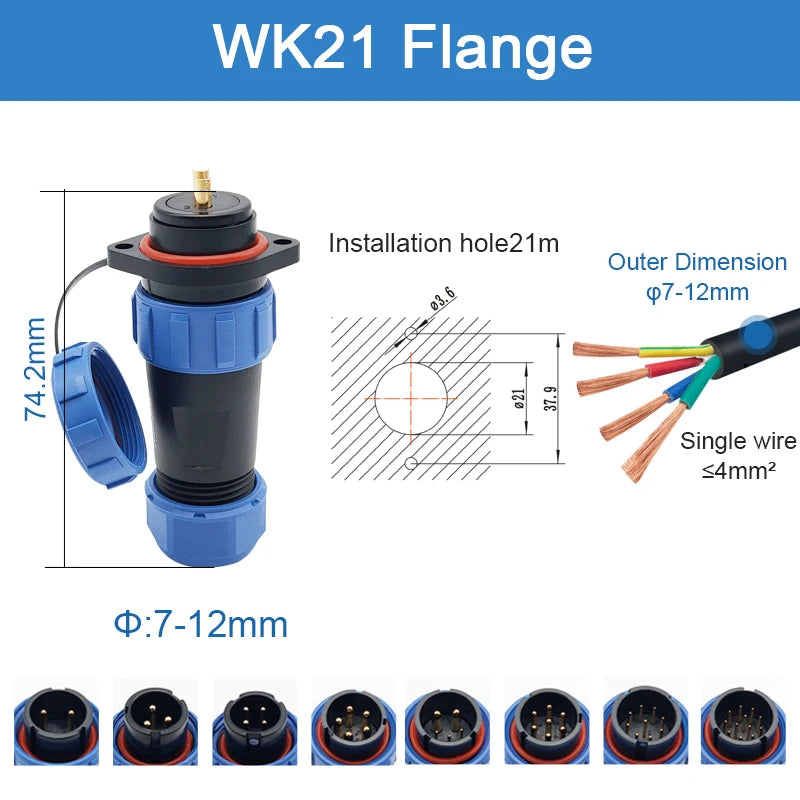 SP11 Tin Soldering Waterproof Connector IP68 Male Plug&Female Socket Rear-nut Docking Panel Mount 2/3/4/5 Pin Cable Wire Connect