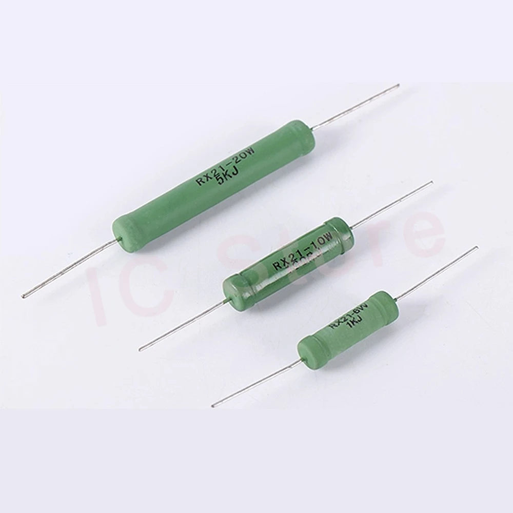 20PCS Wire Wound Resistance RX21 5W 6W 10W Resistor 5% 3 4.7 10 22 27 47 100 120 180 200 220 270 330R 360 510 1K 10K 12K 15K Ohm