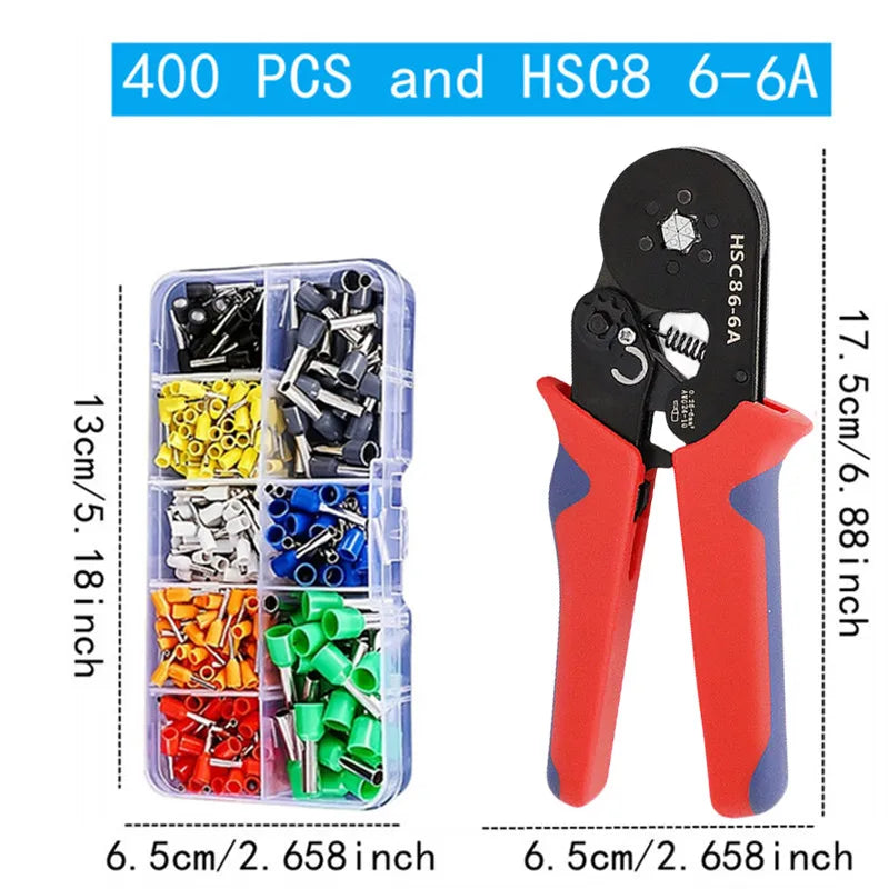 Boxed VE Tubular Crimp Terminals,Cable Electrical Connector,Insulated Wire Connectors,Tube Type Terminal Crimping Pliers HSC86-4