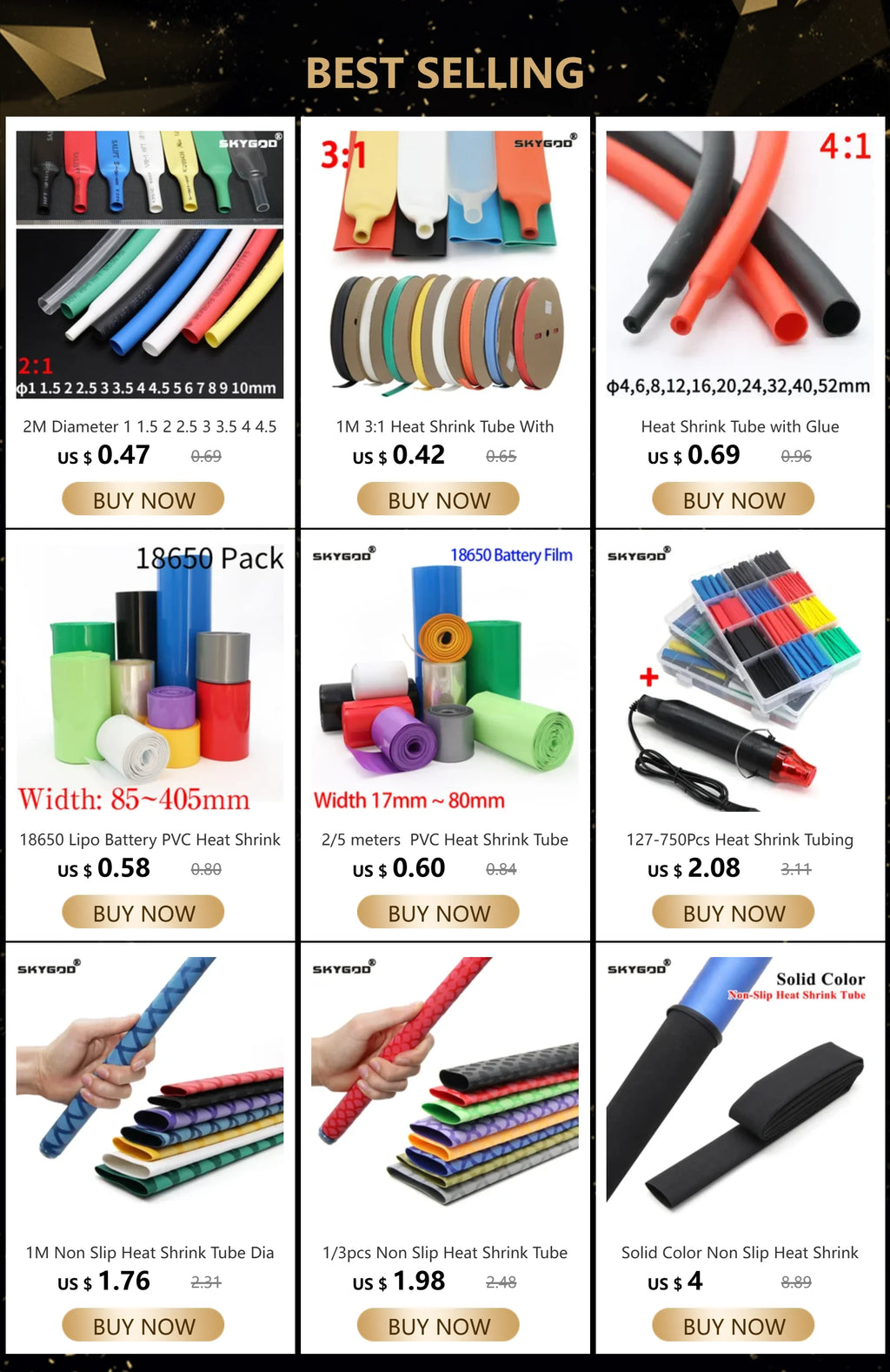 Heat Shrink Tube with Glue Adhesive Lined 4:1 Dual Wall Tubing Sleeve Wrap Wire Cable Kit 4 6 8 12 16 20 24 32 40 52 mm 1 Meter