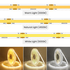 3AA Battery Box COB LED Strip 5V 8MM 320LEDs/m Warm Natural White Flexible Battery Tape COB Strip for Bedroom TV Backlight