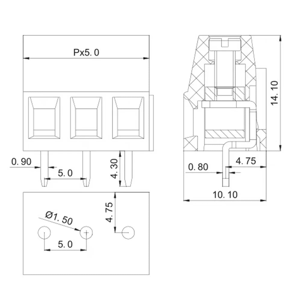 10/50PCS KF128-5.0mm KF128 5.0 PCB Screw Terminal Block Splice Terminal DG128-5.0mm 2/3/4/5/6P MG128-5.0mm