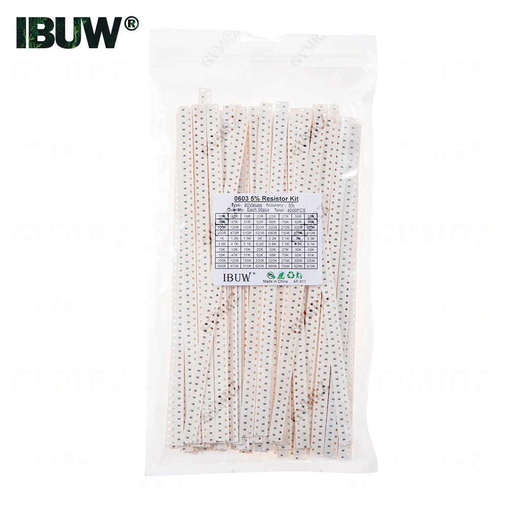 0201 0402 0603 0805 1206 1% 5% SMD Resistor Assorted Kit 1R-1M 10K 100K 1K 100R Resistance Set DIY