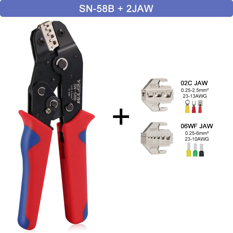 Crimping Tools SN-58B Pliers Interchangeable Jaw For XH2.54/DuPont2.54/2.8/4.8/6.3/ Non-Insulated/Ferrule Terminals Ratcheting