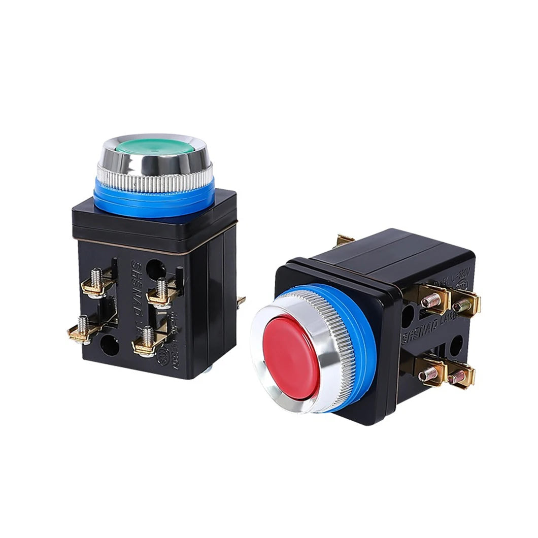 ABILKEEN LA18-22 2NO2NC Metal Push Button Switch 25MM Mount Size Momentary/Latching Rotary/Mushroo Head Power Control Switch