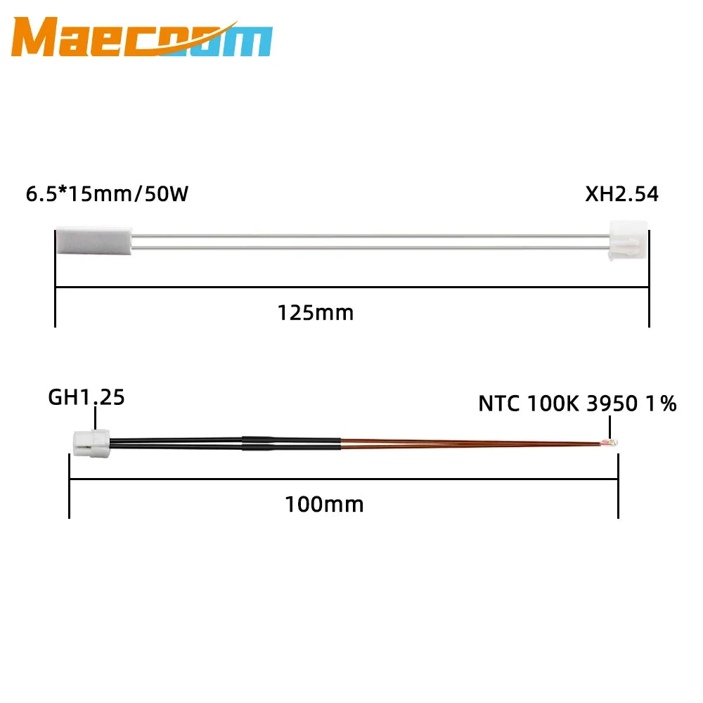2/4/10pcs Bambu Lab X1/X1-Carbon Thermistor & Ceramic Heating Plate for 3D Printer Hotend Heater Cartridge 24V 50W