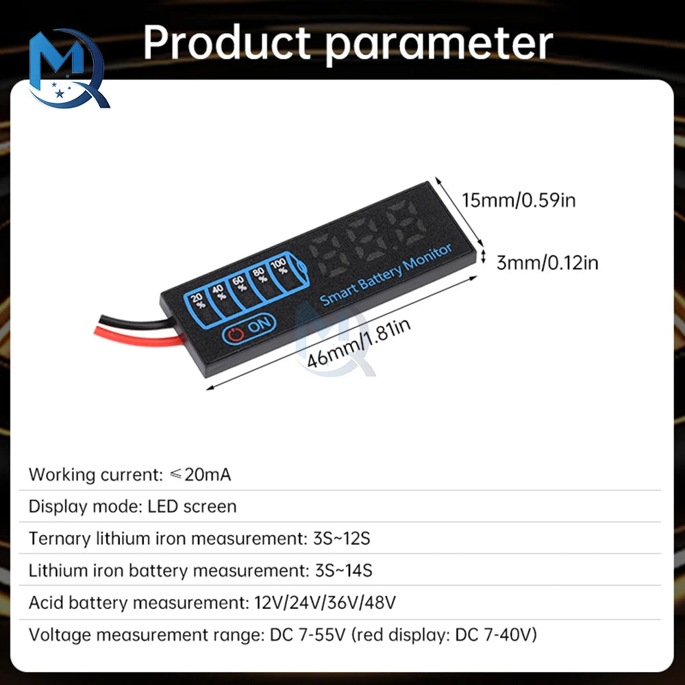 3-14S 1-7S 2-8S LED Battery Voltage Level Indicator Charge Acid/Lithium Universal 18650 Battery Charge Indicator Board DC 7-55V