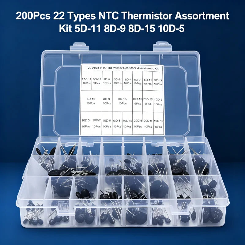 200PCS 22values NTC thermistor negative temperature kit 2.5D-11 3D-9 3D-15 5D-5 5D-9 5D-11 5D-13 5D-15 8D-9 8D-15 10-5 10D-7