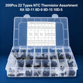 200PCS 22values NTC thermistor negative temperature kit 2.5D-11 3D-9 3D-15 5D-5 5D-9 5D-11 5D-13 5D-15 8D-9 8D-15 10-5 10D-7