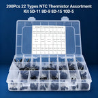 200PCS 22values NTC thermistor negative temperature kit 2.5D-11 3D-9 3D-15 5D-5 5D-9 5D-11 5D-13 5D-15 8D-9 8D-15 10-5 10D-7