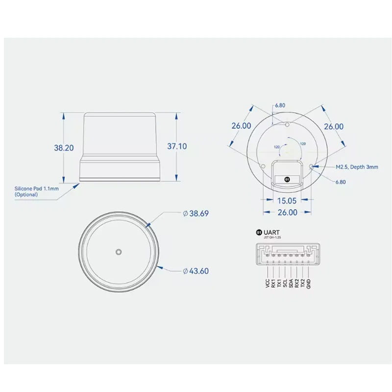 HolyBro H-RTK F9P Ultralight RTK GNSS Module with ZED-F9P IST8310 Compass Helical Antenna for Pixhawk Series