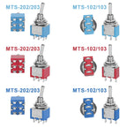 10Pcs Waterproof Cap Miniature Toggle Switch ON-OFF-ON / ON-ON SPDT DPDT MTS-102 MTS-103 MTS-202 MTS-203 Rocker Switch