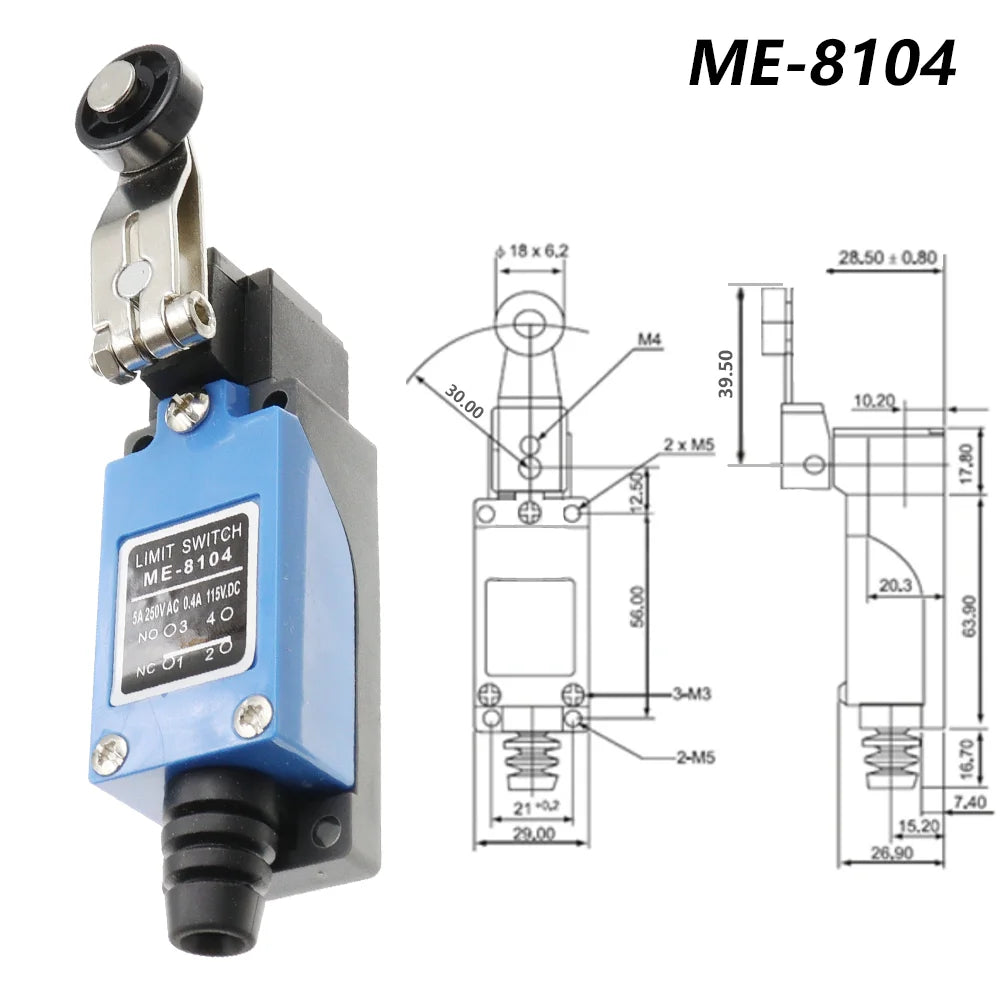 Waterproof CNC Momentary Limit Switch ME 8108 8111 8122 9101 5A/220V Rotary Roller Lever Sealed Industrial Machine Limit Switch