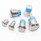 12/16/19/22mm Metal Push Button Switch Waterproof Momentary Latching  Power Switch No LED  Start Stop On/Off High Head Flat Head