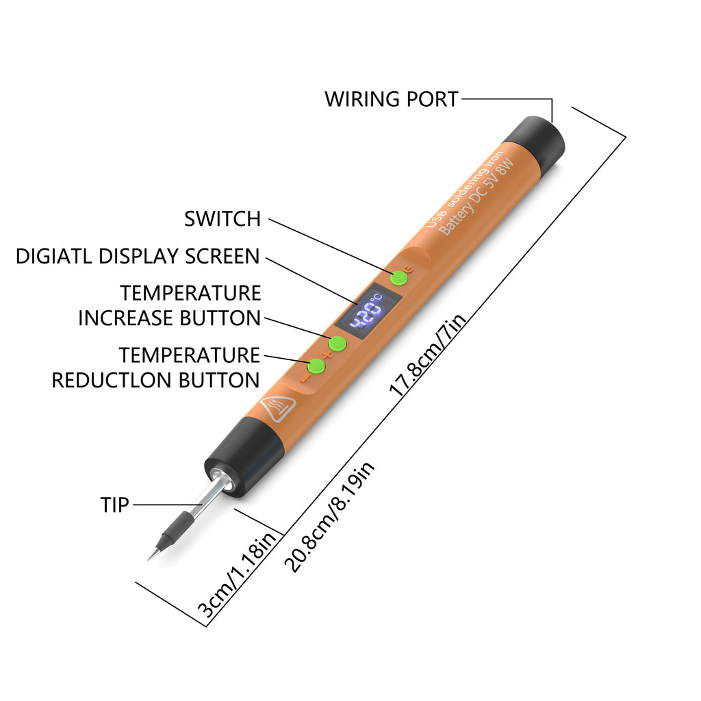 USB Constant Temperature Soldering Iron Welding Set 5V8W Adjustable Temperature Portable Digital Welding Pen Set 600hAn Battery