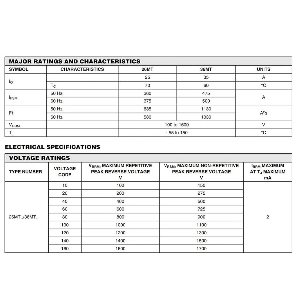 36MT160 3 Phase Bridge Rectifier 35A 1600V ASEMI D-63 Package