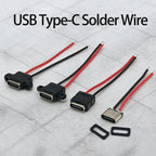 1-10PCS Type C 2 Pin Waterproof Female USB C Socket Port With Screw Hole Fast Charge Charging Interface USB Connector With Cable