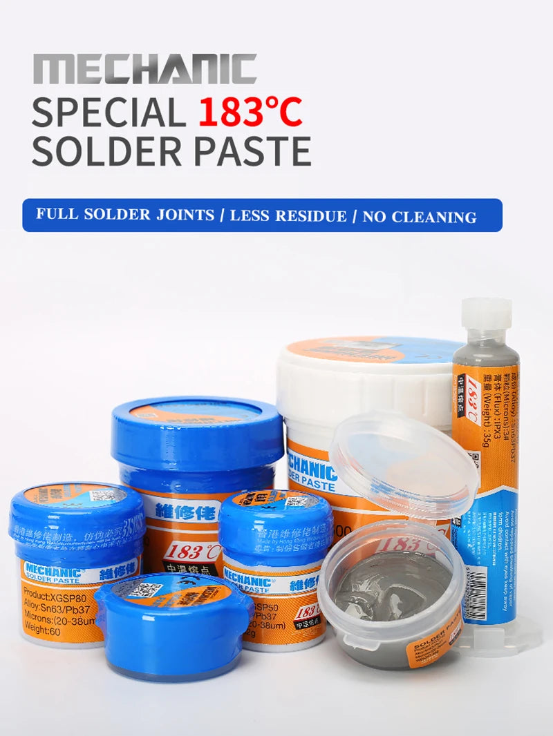 MECHANIC 183℃ Solder Tin Paste Sn63/Pb37 BGA Reballing Welding Flux Soldering Cream for Mobile Phone IC CPU SMD PCB Rework Tools