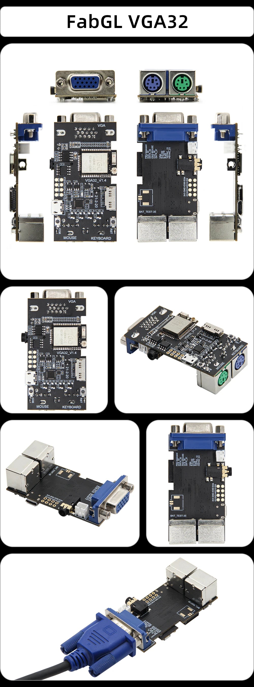 LILYGO® TTGO VGA VGA32 Module V1.4 PSRAM ESP32 PS/2 Mouse And Keyboard Controller Graphics Library Game Engine ANSI/VT Terminal