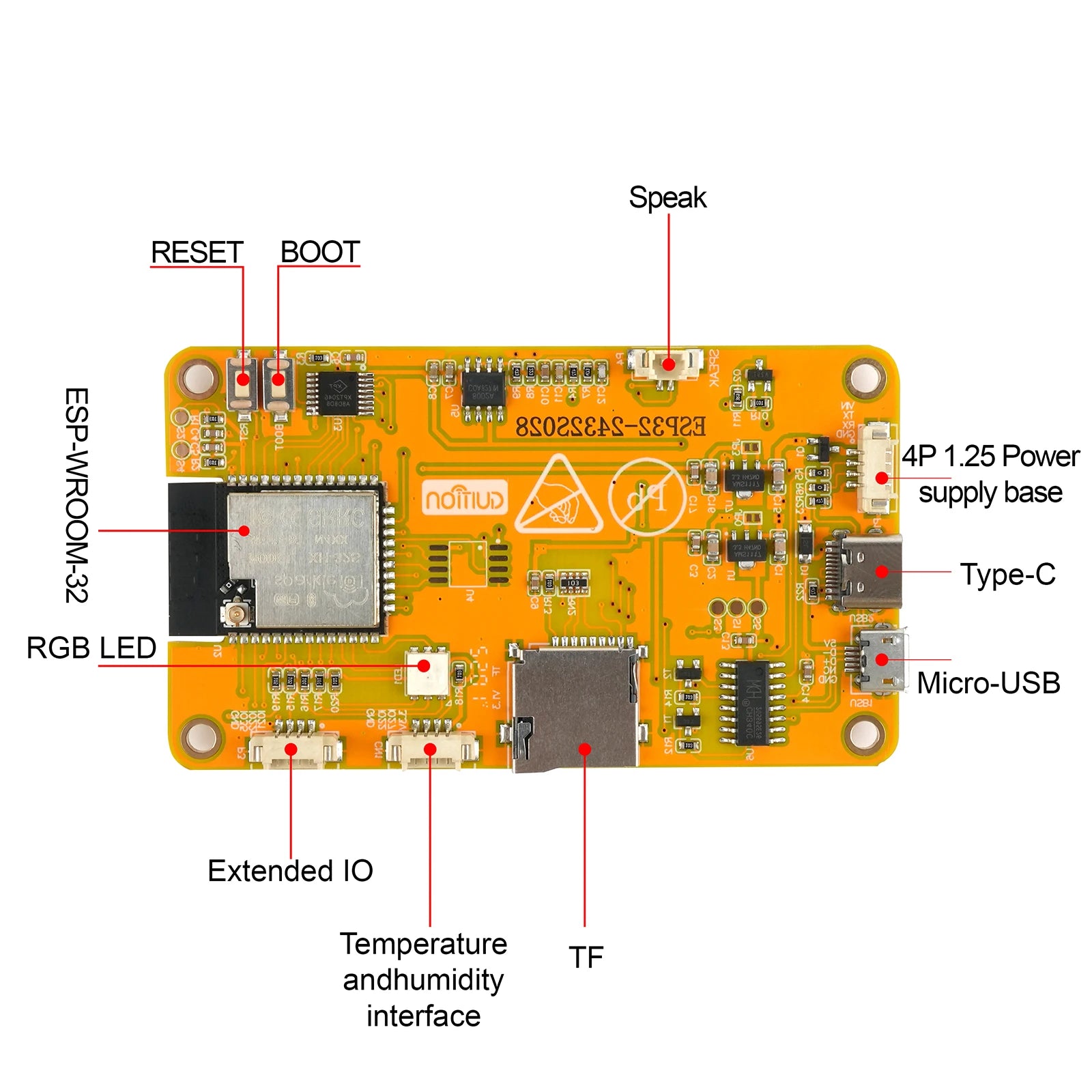 2.8" ESP32-2432S028R ESP32 Display ILI9341 Resistive Touchscreen TFT LCD Module ESP-WROOM-32 Development Board or Acrylic Case