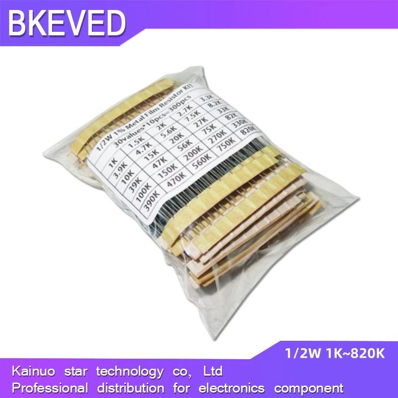 30values Each 5/10PCS 1~750 1K~820K Ohm 150PCS 300PCS 1/2W 1W 2W 3W Resistance 1% Metal Film Resistor Assortment Kit Set