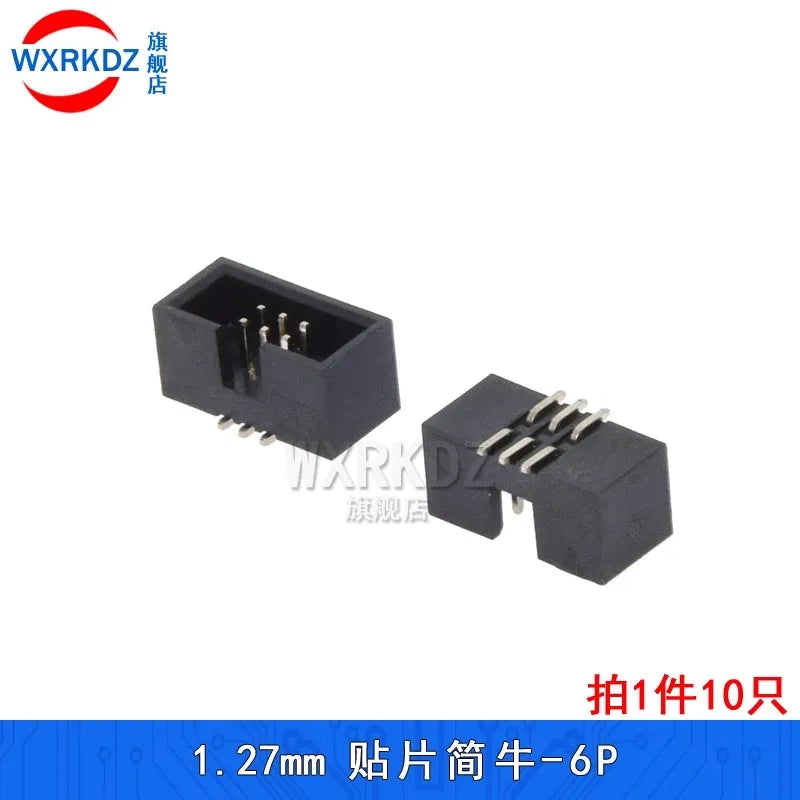 10pcs 1.27mm Pitch 6 8 10 14 16 20 26 30 34 40 50 60 Pin SMT SMD Male Shrouded Box Header IDC Connector