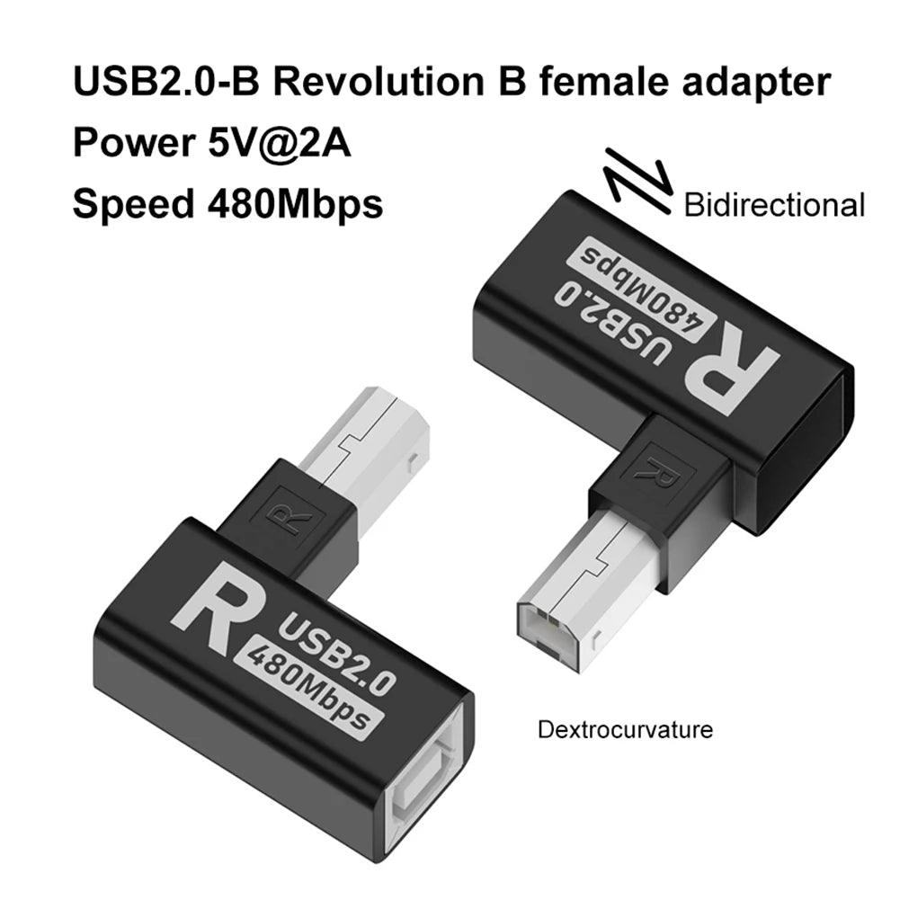Elbow USB2.0 Printer Adapter USB Type B Male to Female For Printer Hard Drive Base Fax Machine Scanner USB 2.0 Printer Adapter