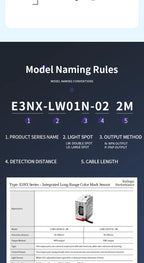 ZHICAN E3NX-L Color Mark Sensor 30-200mm Adjustable Sensing Distance High Precision Registration Detection Label Positioning