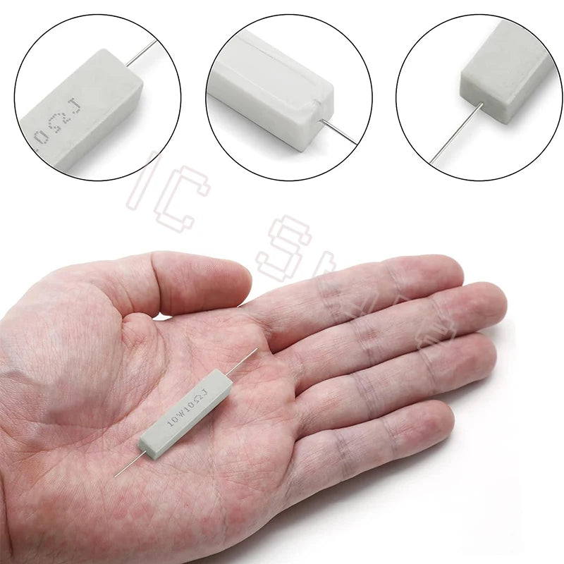 10PCS 10W Cement Ceramic Resistor Power Resistance 5% 0.1 ~ 100K 0.1R 10R 50R 0.25 0.33 0.5 1 2 5 8 10 15 20 25 30 100 1K 2K Ohm
