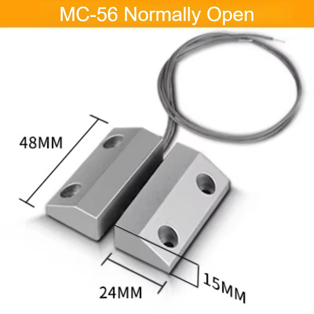 2Pairs MC-52 Wired Magnetic Door Window Contact Switch Heavy Duty Iron Door Sensor Reed Switch for Alarm System Normally Open NC