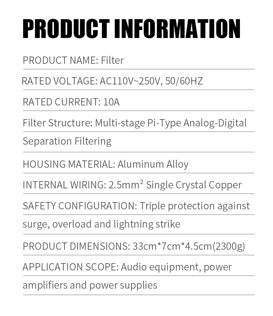 High-End Audio Power Filter 4 Universal Outlets Power Noise Isolation Purifier Socket for HiFi Stereo Equipment