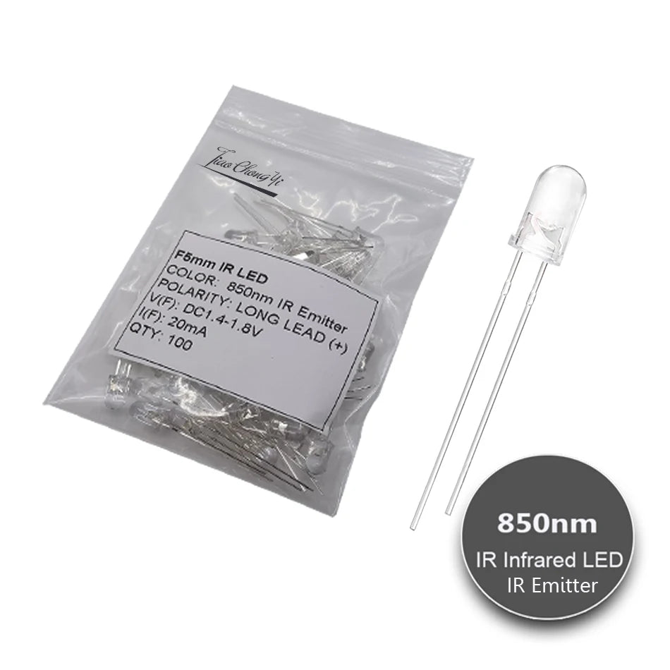 5mm IR LEDs Emitting Diode 850nm 940nm 2pin Infrared Emitter and IR Receiver Diode Phototransistor Photodiode Invisible DIY