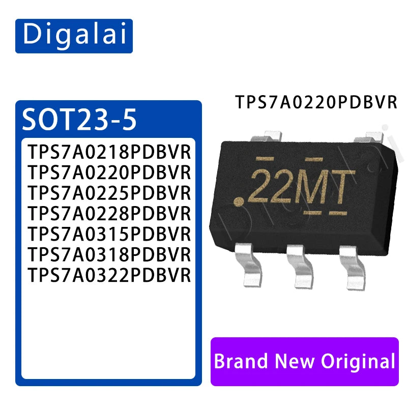 5pcs TPS7A0220PDBVR TPS7A0322 TPS7A0318 TPS7A0315 TPS7A0225 TPS7A0228 TPS7A0218 SOT23-5 LDO Linear regulator chip