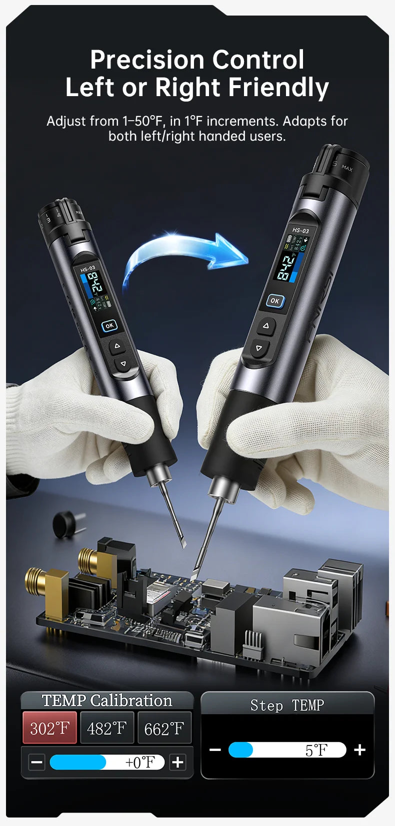 FNIRSI HS-03 Wireless Soldering Iron 10W Rechargeable Portable Soldering Iron 100-450℃ Adjustable Professional Soldering Kit