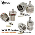 N Male Plug & Female Jack 50-3 N Connector RF Coaxial Connector Bulkhead Connector Crimp RG58 RG142 RG400 Cable Adapter