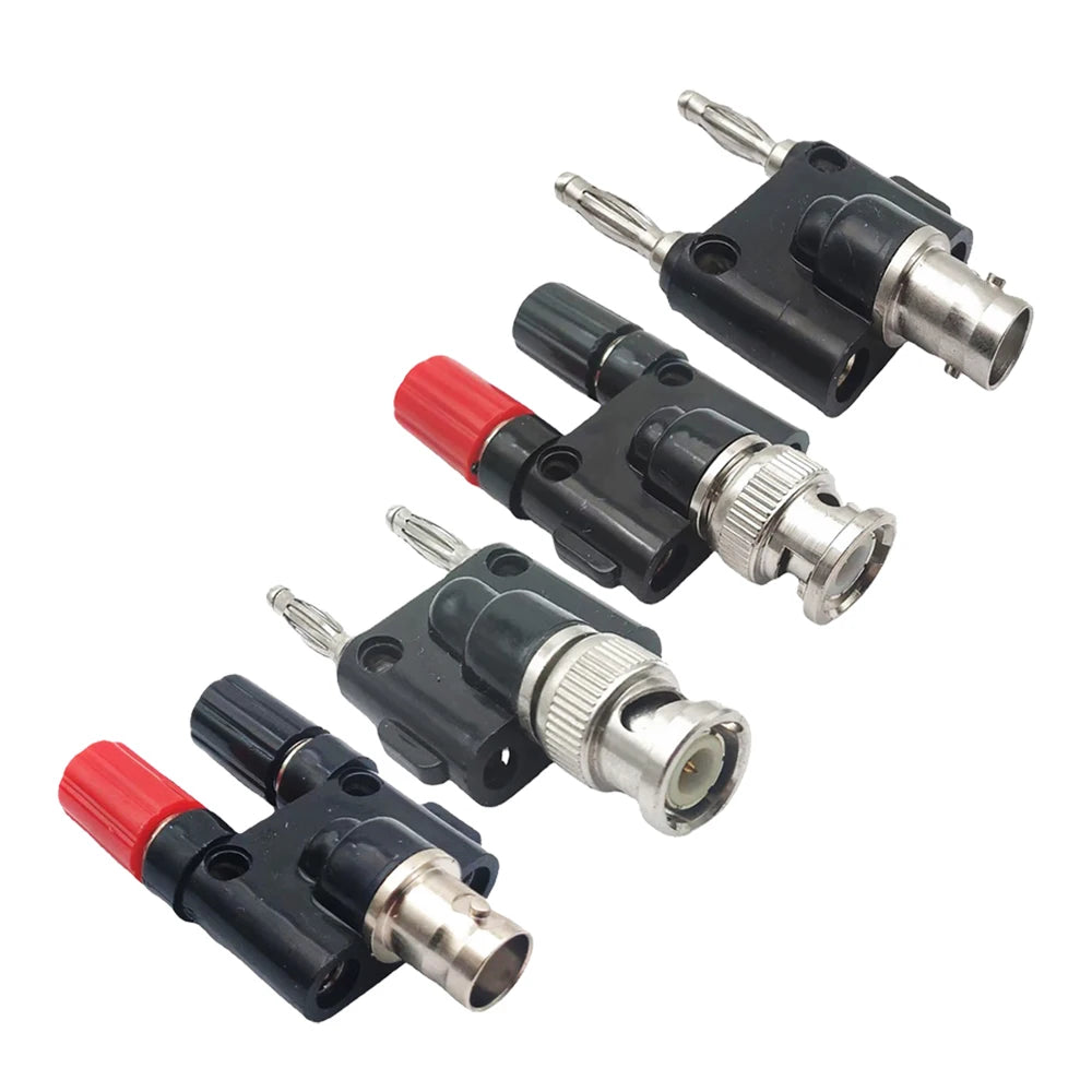 Q9 BNC Banana To Two Dual 4mm Banana Male Female Jack Coaxial Connector BNC Tee Type 3Way Splitter RF Adapter