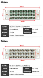 High Power LED Chip IR Infrared 730nm 810Nm 850nm 940nm Deep Red 660nm 30W 50W 100W Grow Plant Light for Night Vision CCTV Camer