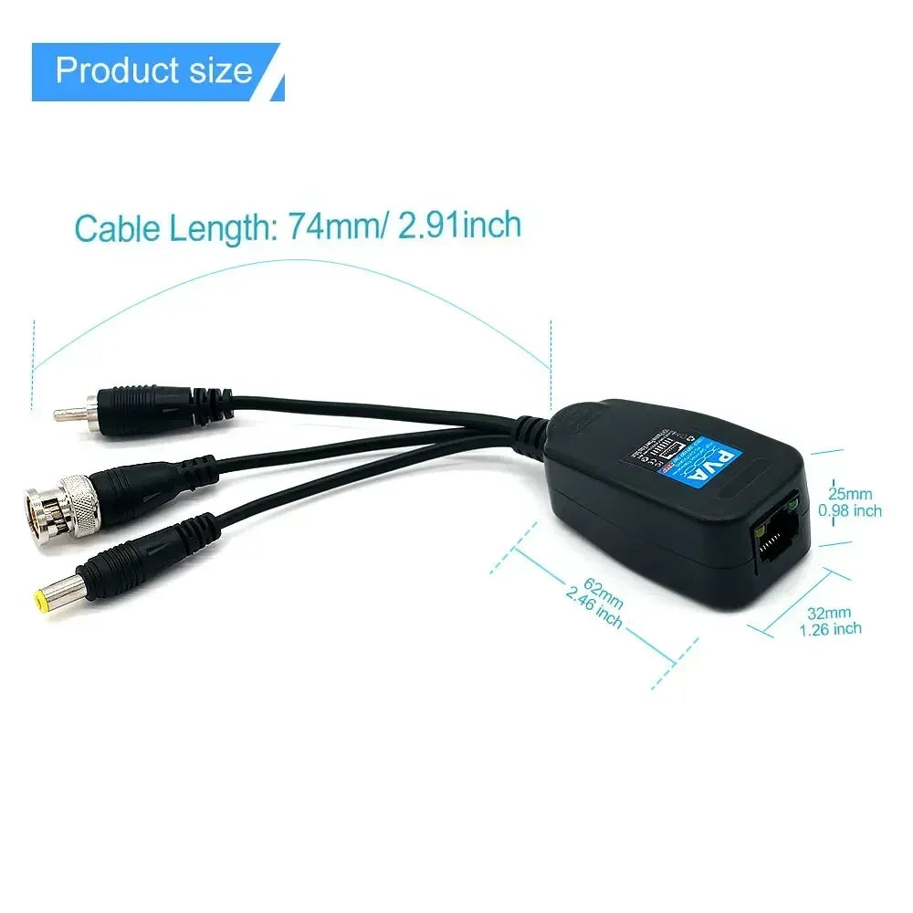 8MP BNC Coaxial Cable 1080p HD CCTV Video Transmission Cable RJ45 Passive BNC Twisted Pair 3-in-1 Security Camera Cable