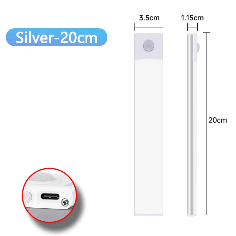 LED Bar Light Motion Sensor USB Rechargeable Led Cabinet Lights for Kitchen Wardrobe Cabinet Lighting 30cm/40cm/50cm Night Light