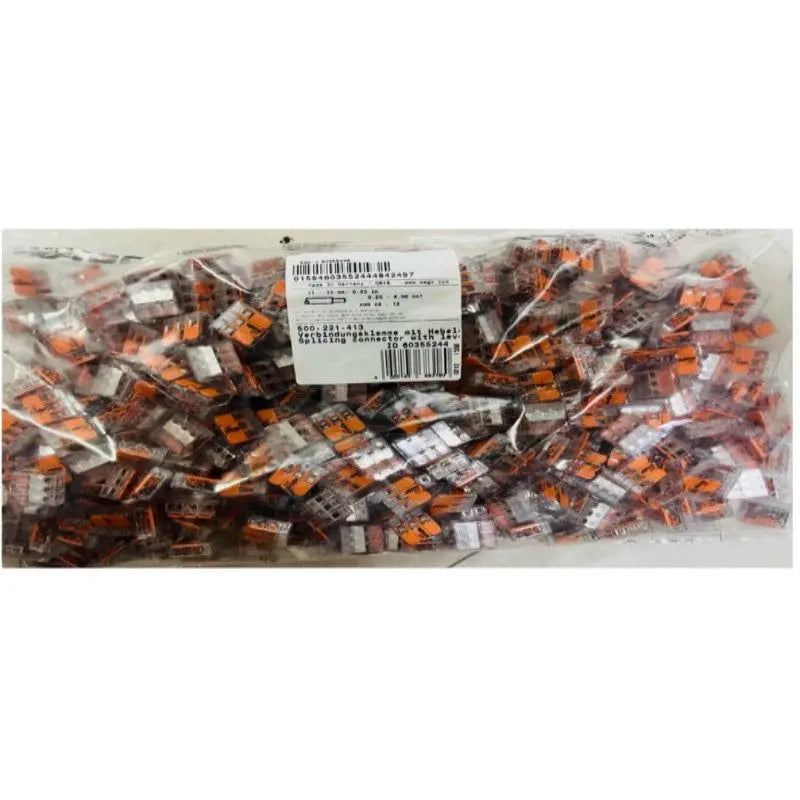 WAGO 221 Series 500 Pieces Bulk Bag, Reusable Push‑in Wire Splicing Connectors, Home & Industrial Electrical Wiring Terminals
