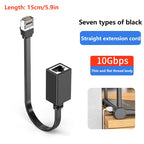 【Ultra 10G RJ45 Male To Female Adapter Cord 90 Degree Flat Ultra Right/Left Angle Elbow Network Wire CAT7 Extension Cable】