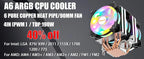 6 Heat Pipe CPU Cooler 4Pin PWM PC Quiet Air Cooler Fan for Intel LGA 1366 1700 1200 1150 1151 1155 2011 X79 X99 AM3 AM4 AM5